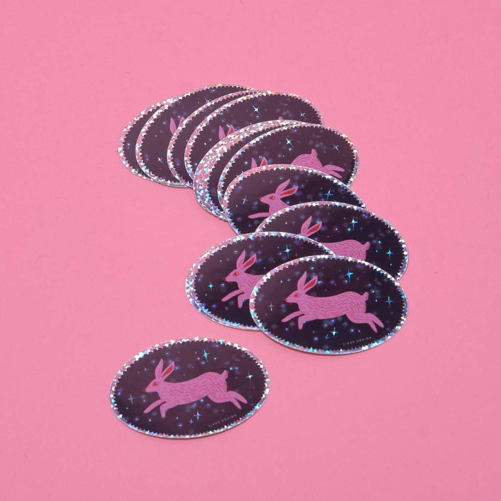 The Hare Rabbit Bunny Glitter Vinyl Sticker