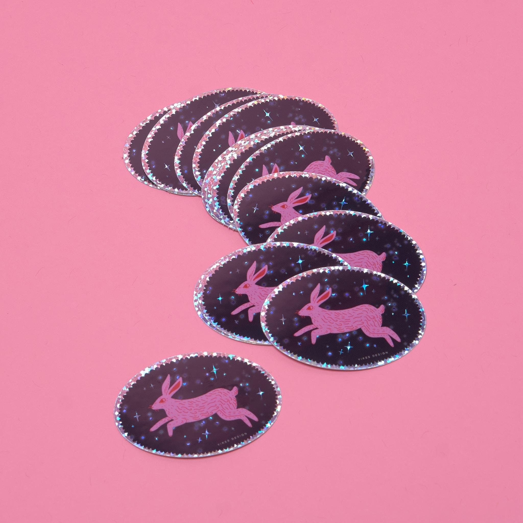 The Hare Rabbit Bunny Glitter Vinyl Sticker