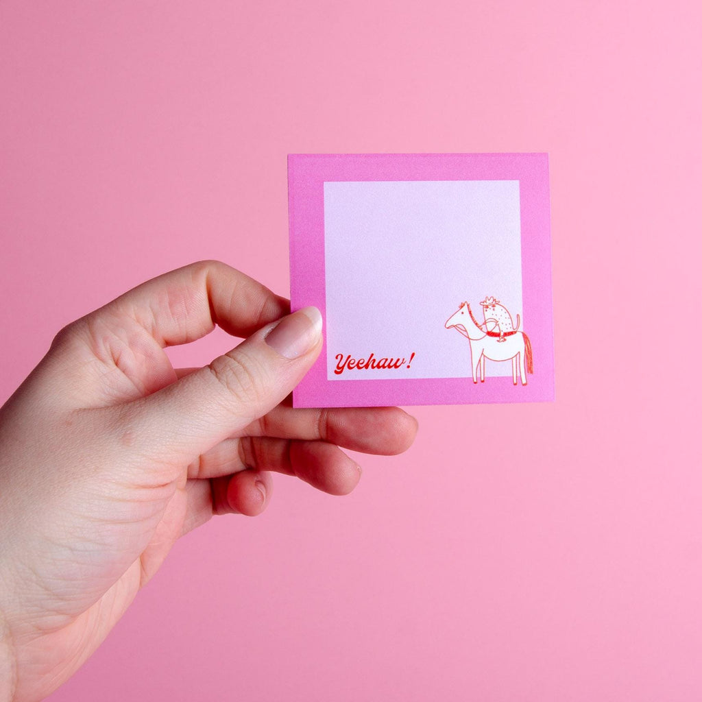 Cowboy Boots Sticky Notes Memo Pad 3x3" — "Yeehaw" Cowboy Cat Illustration