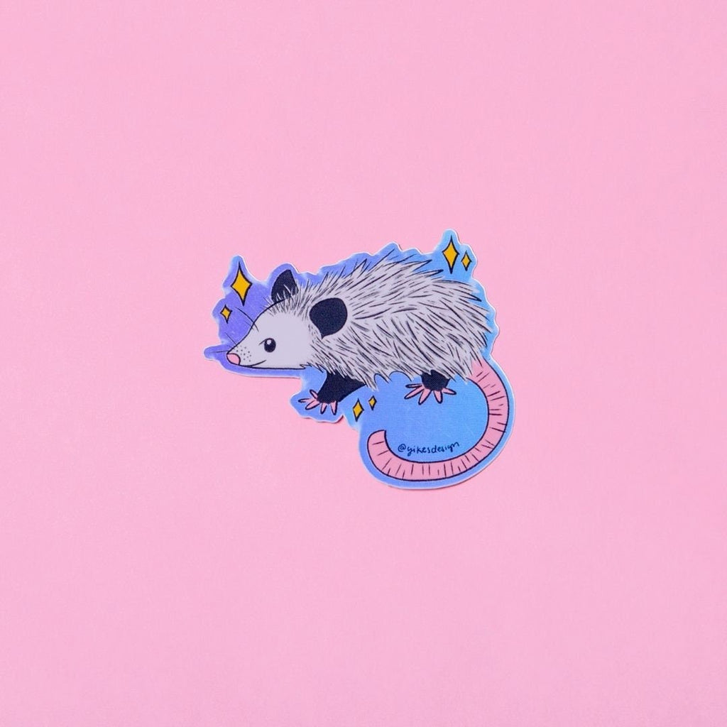 Cute Opossum Holographic Vinyl Sticker