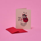 Forever Your Little Love Bug Valentine Cute Ladybug Cat Blank Handmade Greeting Card A2