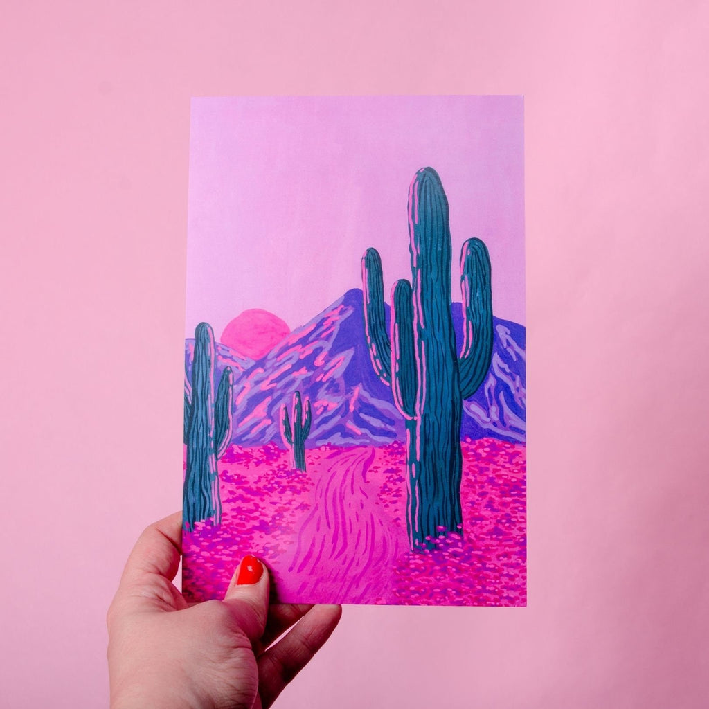 Desert Sunset Gouache Art Print — 6x9"