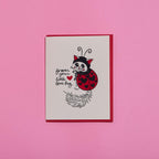Forever Your Little Love Bug Valentine Cute Ladybug Cat Blank Handmade Greeting Card A2