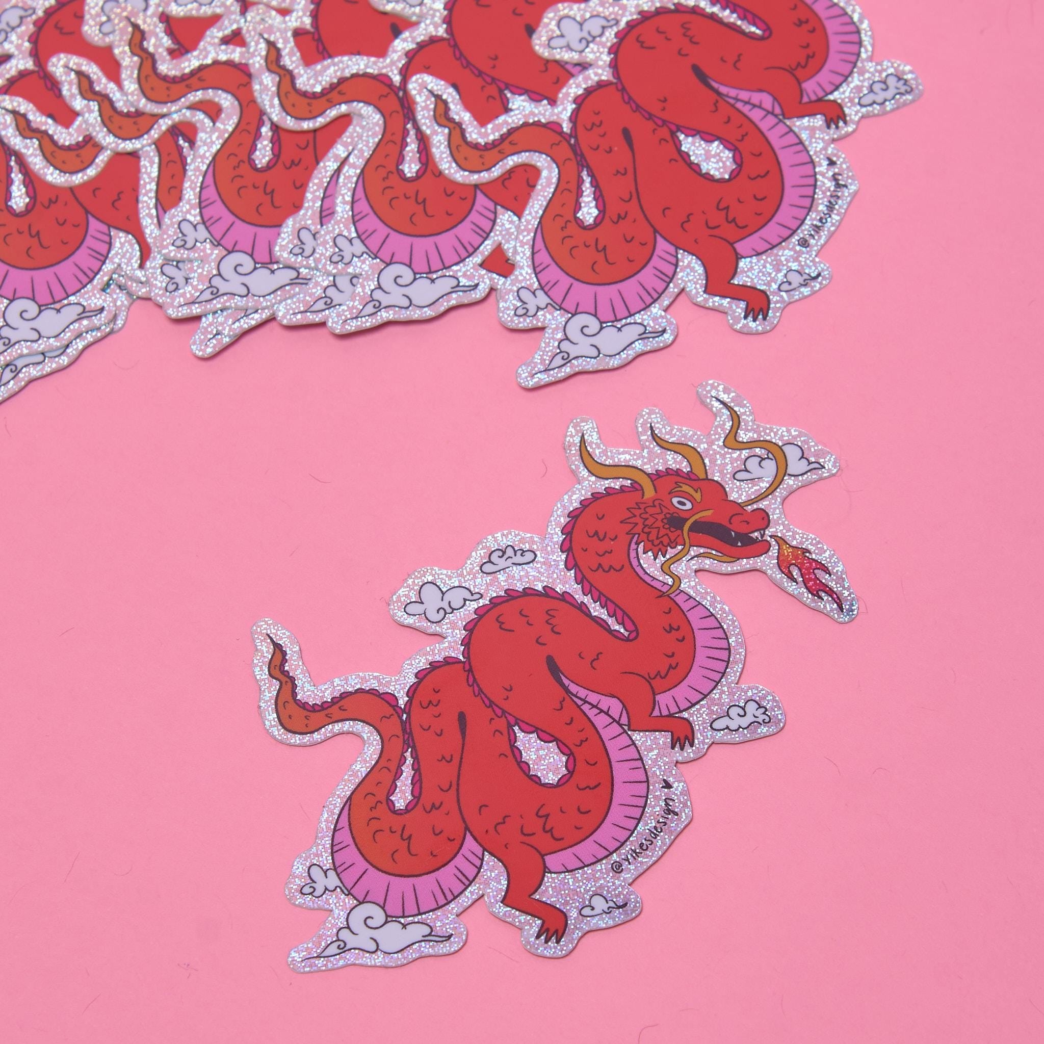 Dragon Lunar New Year Glitter Vinyl Sticker