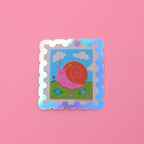 Snail Stamp Holographic Vinyl Sticker