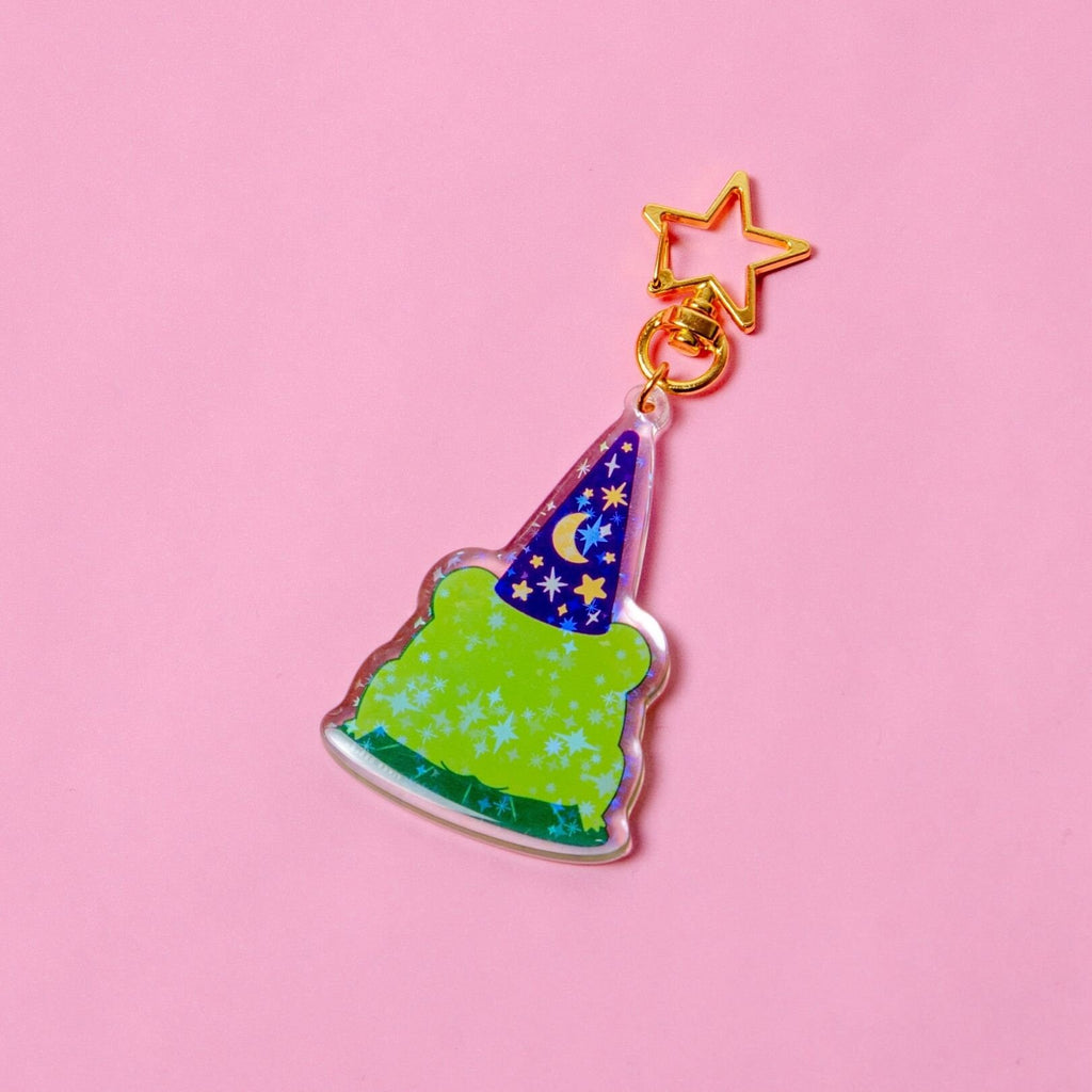Frog Wizard Holographic Stars Double-Sided Acrylic/Epoxy Keychain