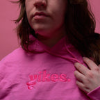 Yikes Logo Embroidered Hoodie – Pink on Pink