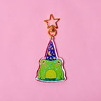 Frog Wizard Holographic Stars Double-Sided Acrylic/Epoxy Keychain