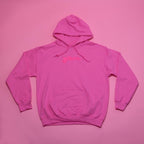 Yikes Logo Embroidered Hoodie – Pink on Pink