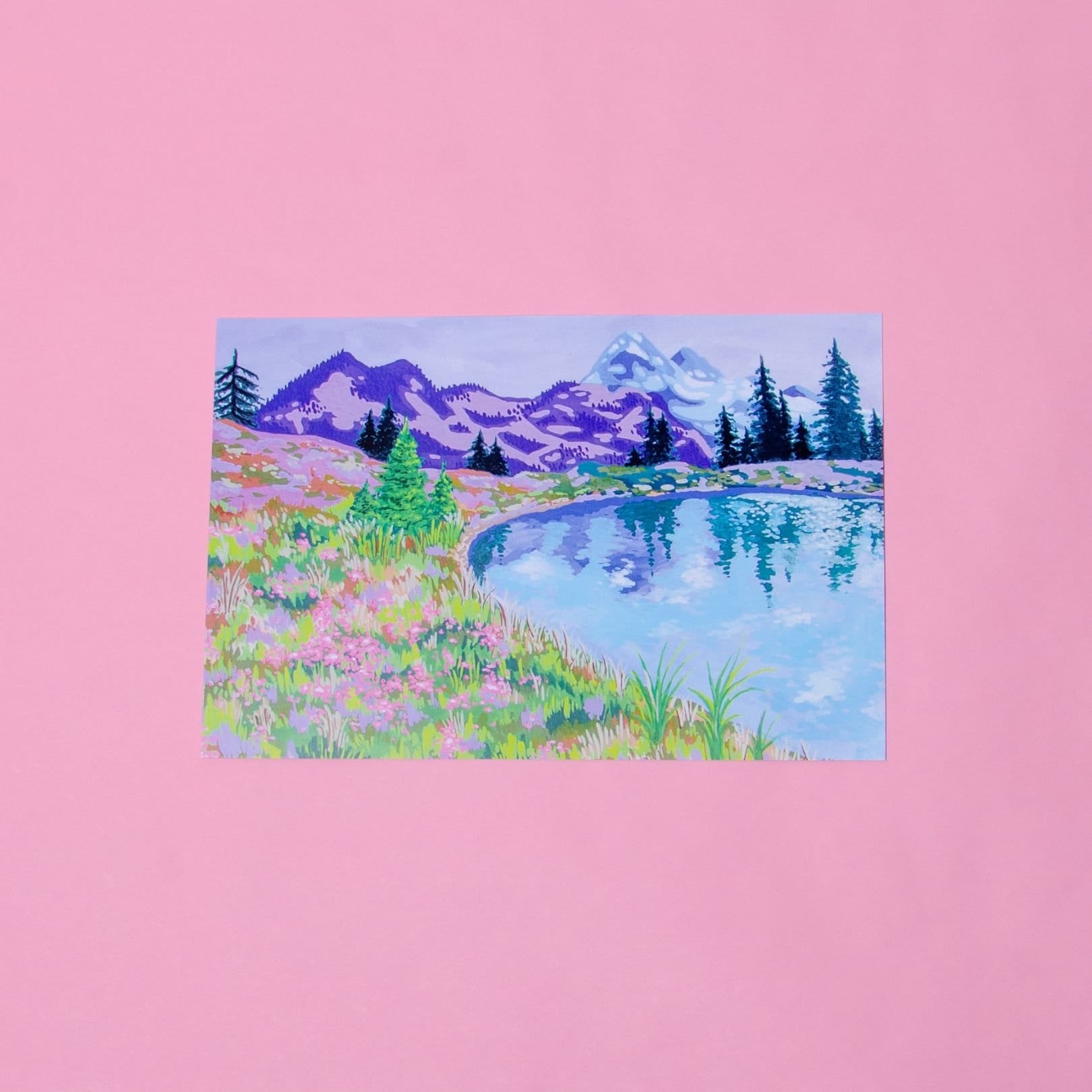 Mountain Dreamscape Gouache Art Print — 6x9"