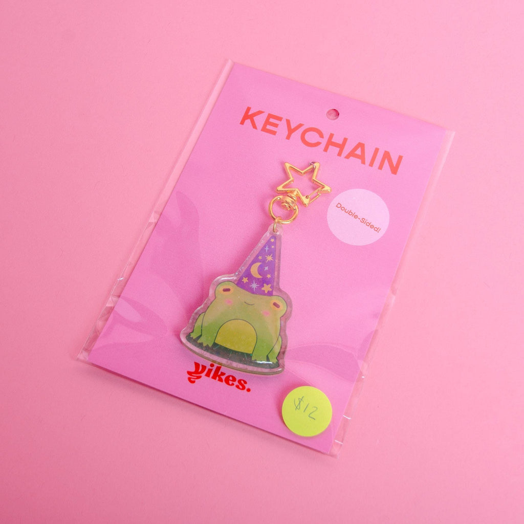 Frog Wizard Holographic Stars Double-Sided Acrylic/Epoxy Keychain