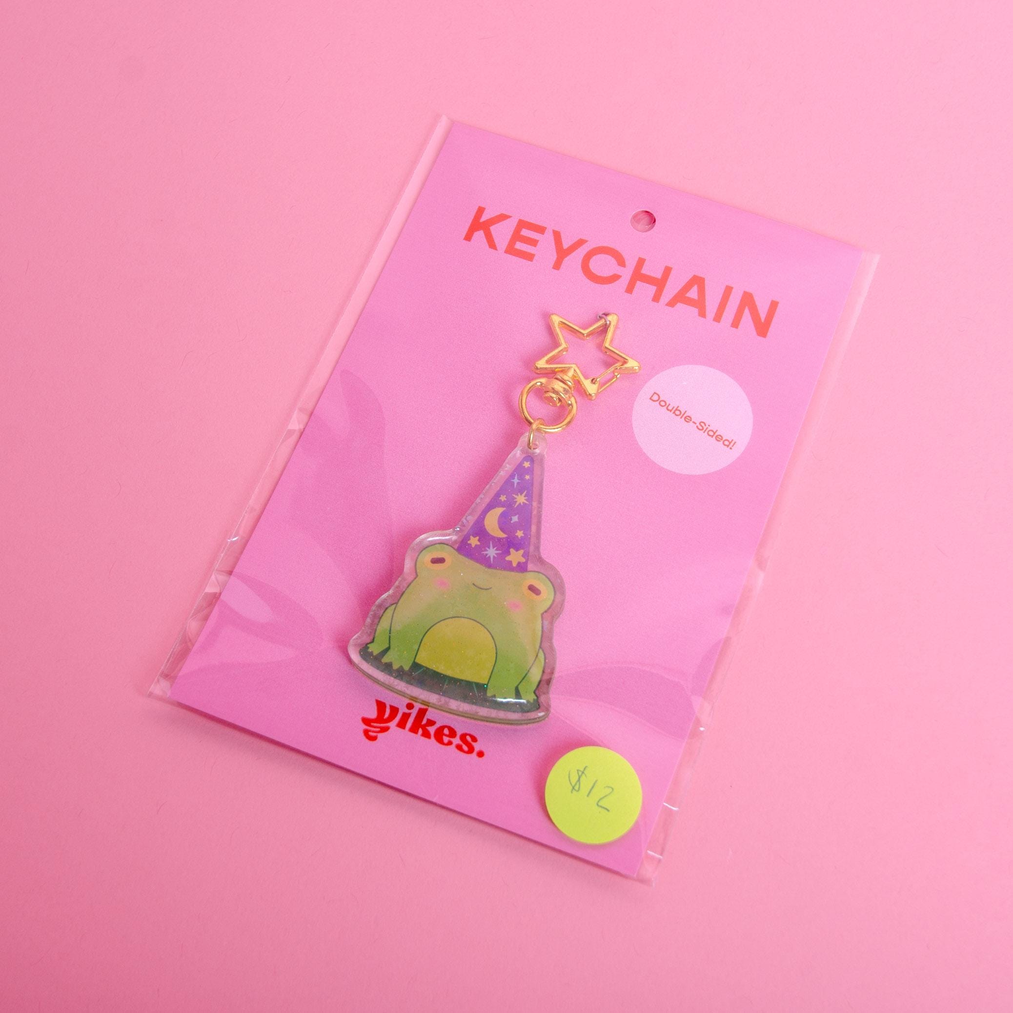 Frog Wizard Holographic Stars Double-Sided Acrylic/Epoxy Keychain