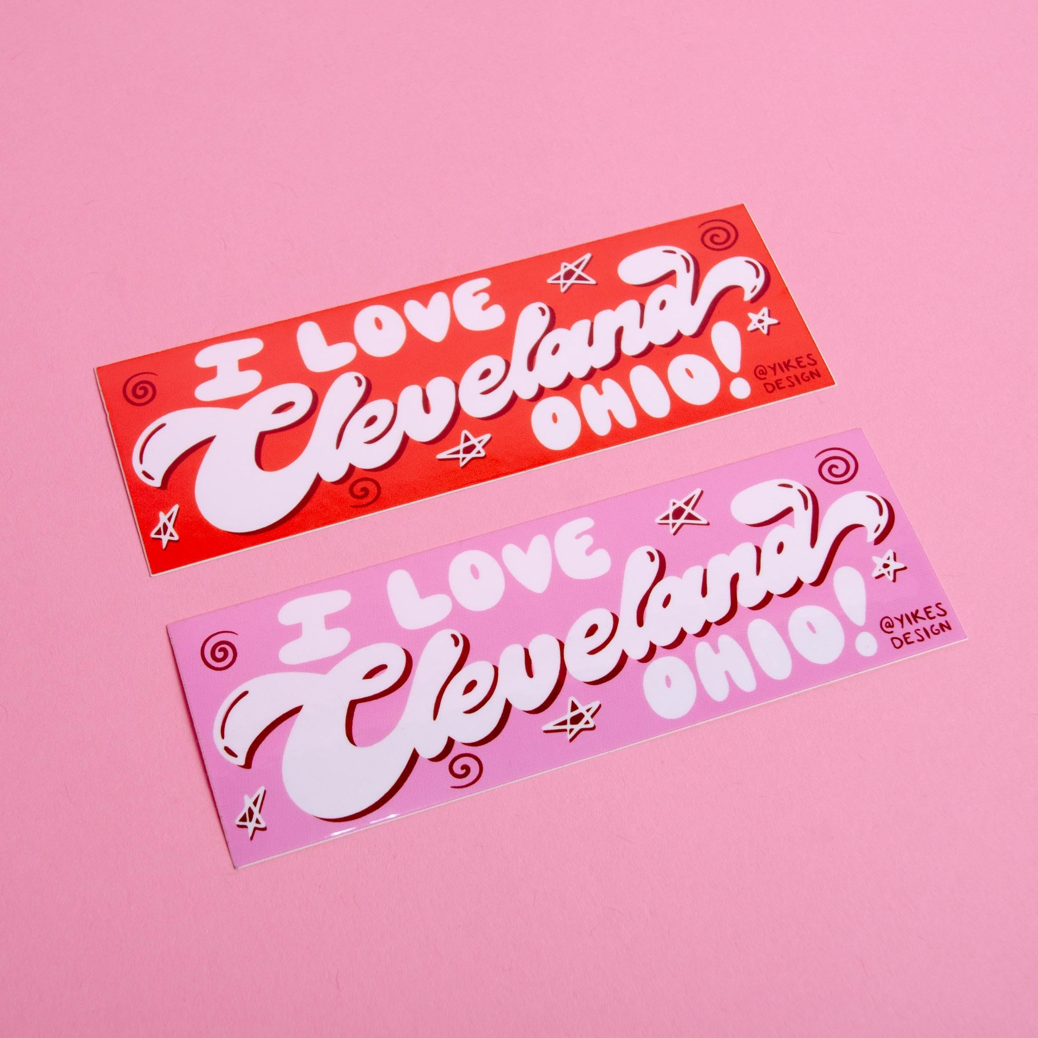 I Love Cleveland Ohio! Mini Bumper Sticker (Waterproof and UV Safe)