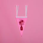 Screenprinted "Love More" Floral Vase Pennant 6x10