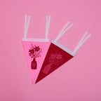 Screenprinted "Love More" Floral Vase Pennant 6x10