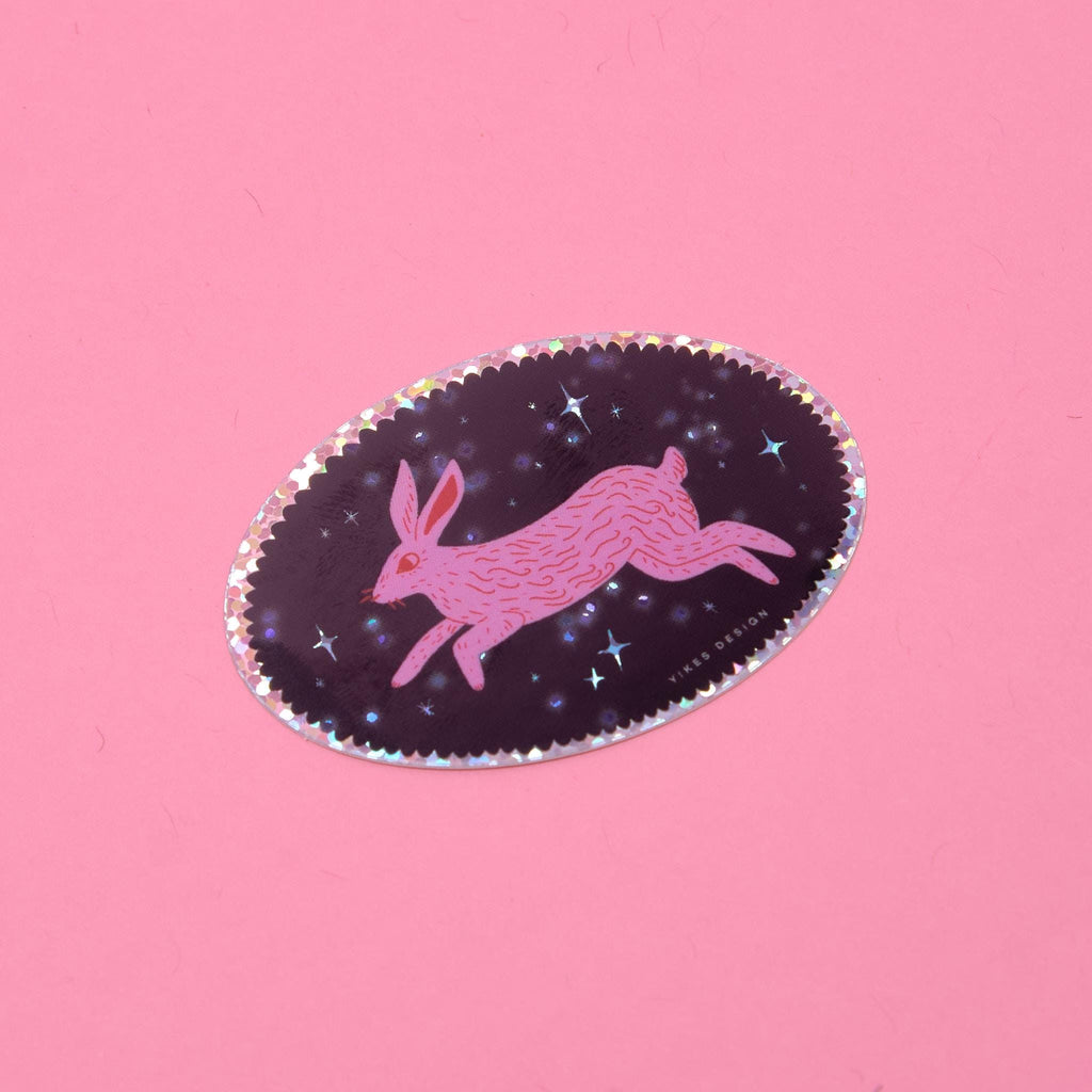 The Hare Rabbit Bunny Glitter Vinyl Sticker