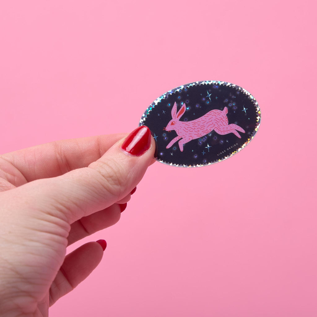 The Hare Rabbit Bunny Glitter Vinyl Sticker