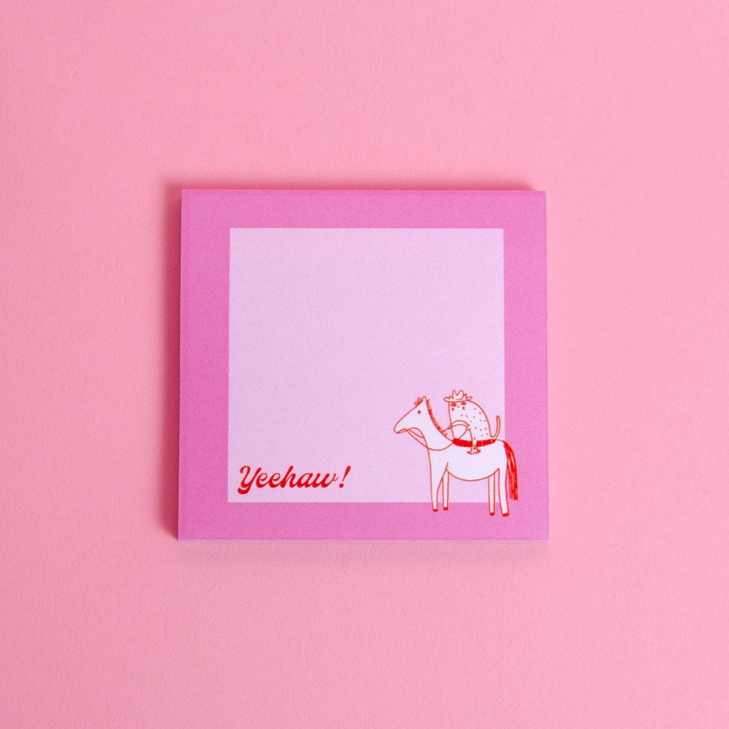 Cowboy Boots Sticky Notes Memo Pad 3x3" — "Yeehaw" Cowboy Cat Illustration