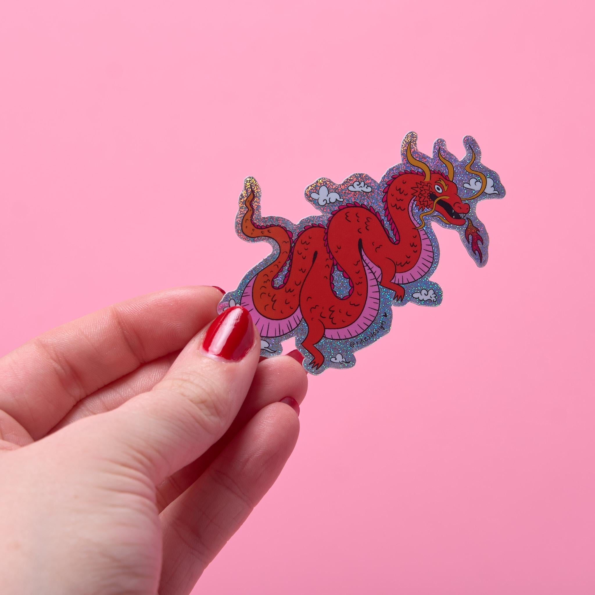 Dragon Lunar New Year Glitter Vinyl Sticker