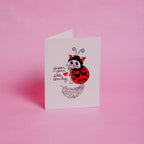 Forever Your Little Love Bug Valentine Cute Ladybug Cat Blank Handmade Greeting Card A2