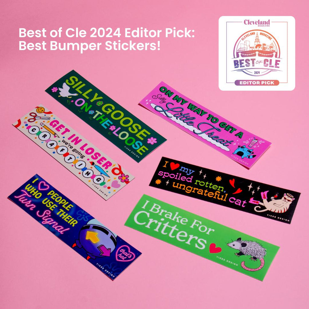 I Love Cleveland Ohio! Mini Bumper Sticker (Waterproof and UV Safe)