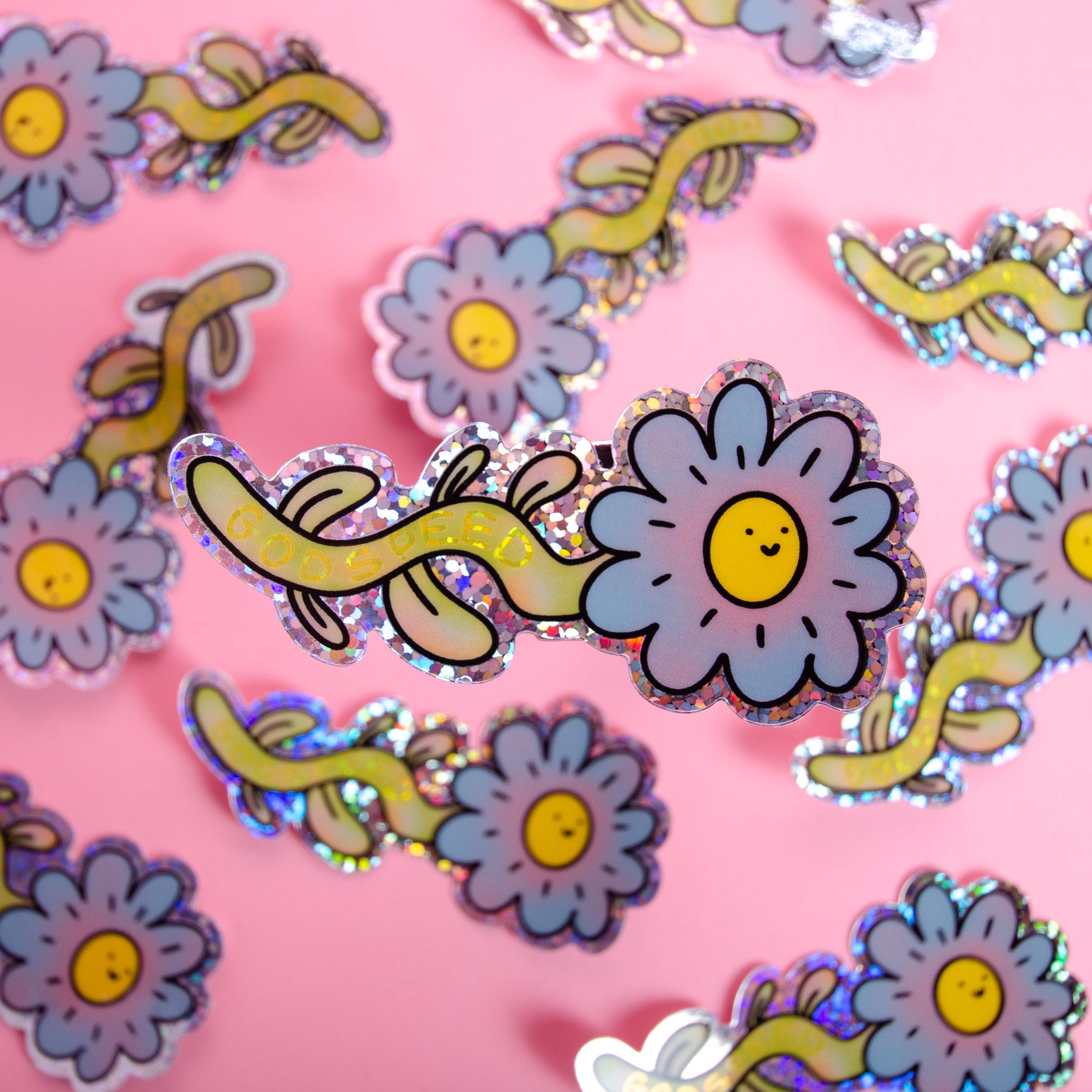 Godspeed Flower Vinyl Glitter Sticker