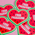 Free Palestine Watermelon Heart Sticker 4 x 3.5"