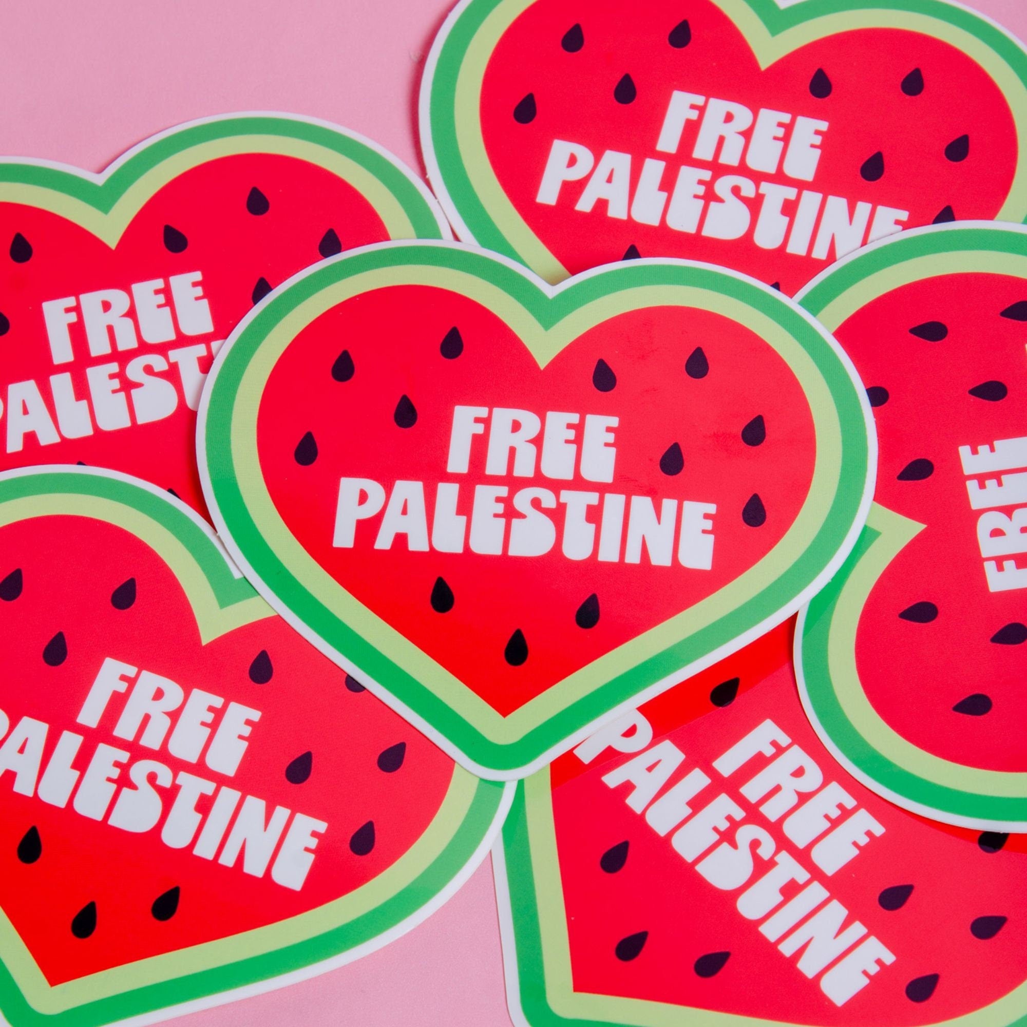 Free Palestine Watermelon Heart Sticker 4 x 3.5"