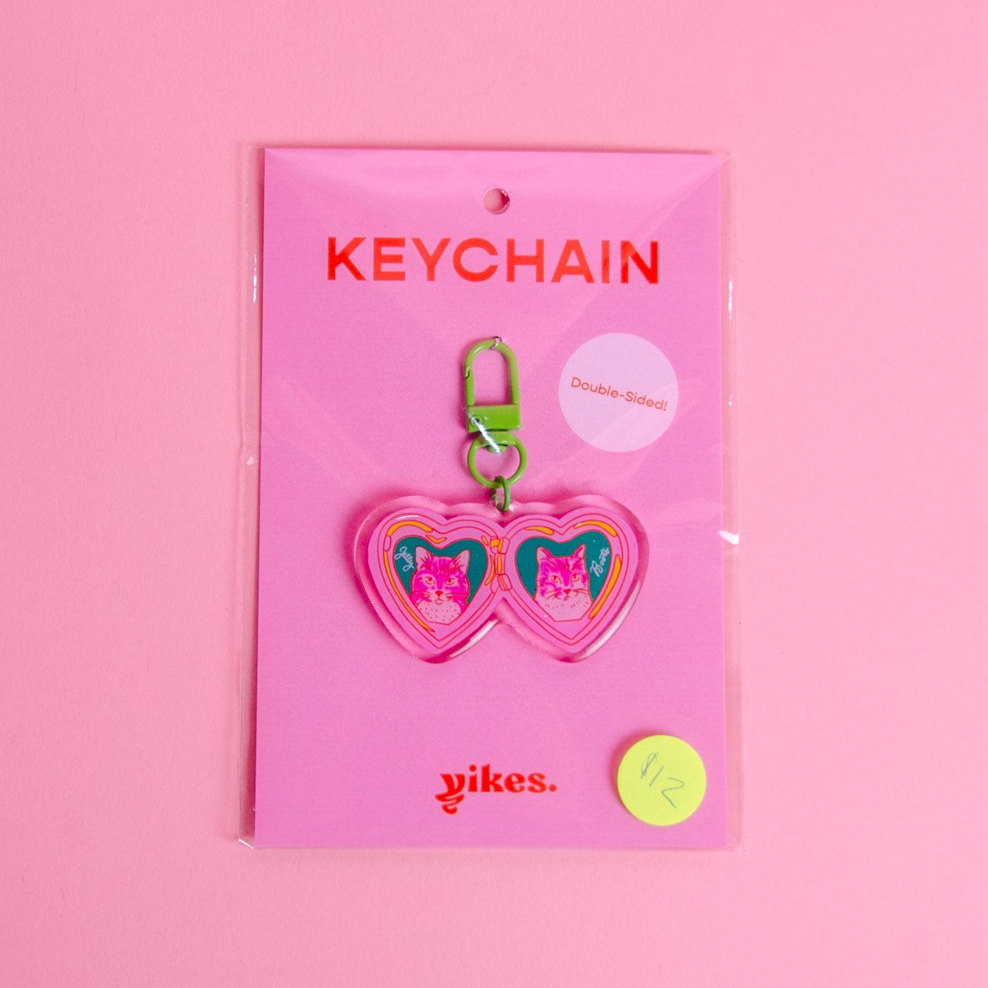 Jilly & Boots the Cats Locket Acrylic/Glitter Epoxy Double-Sided Keychain