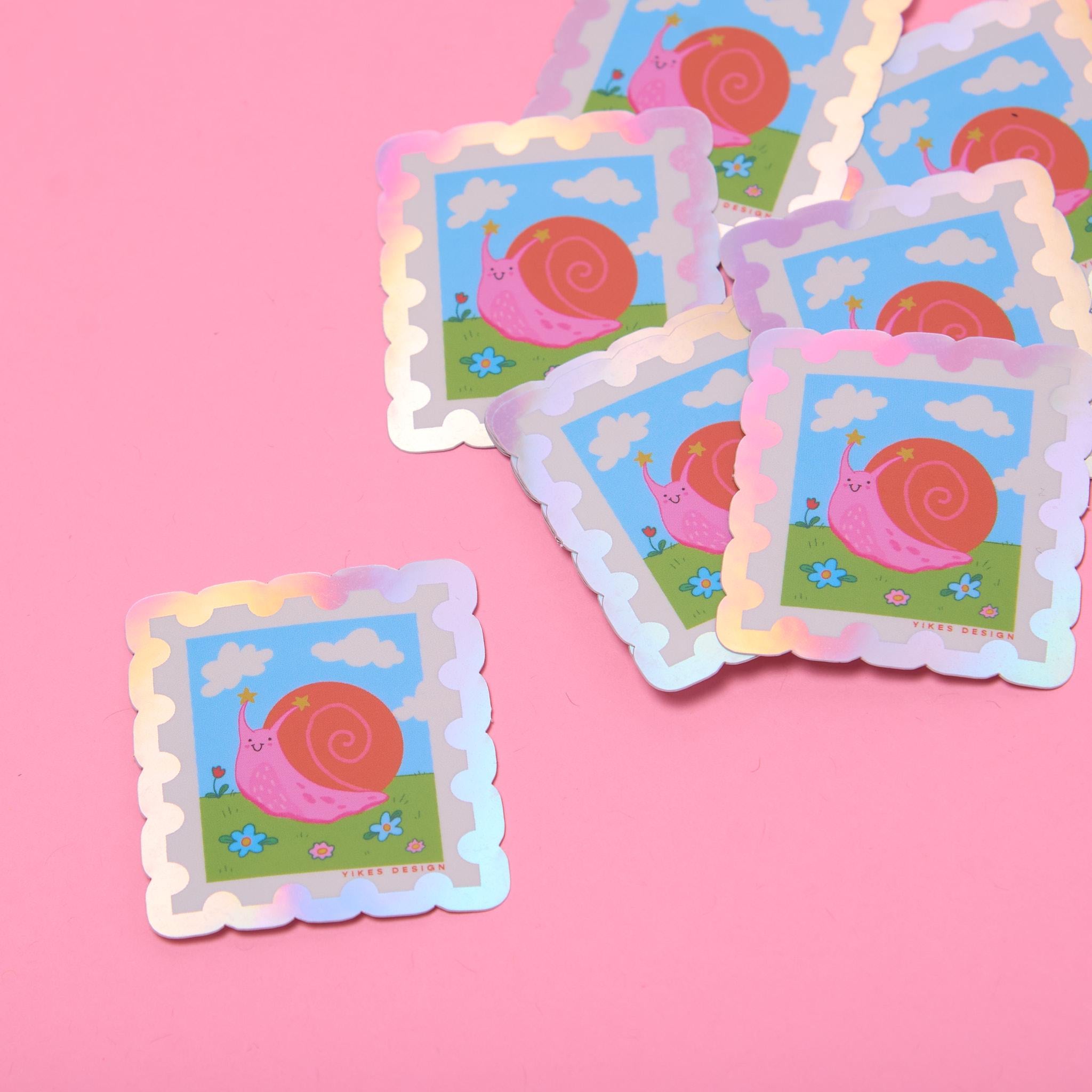 Snail Stamp Holographic Vinyl Sticker