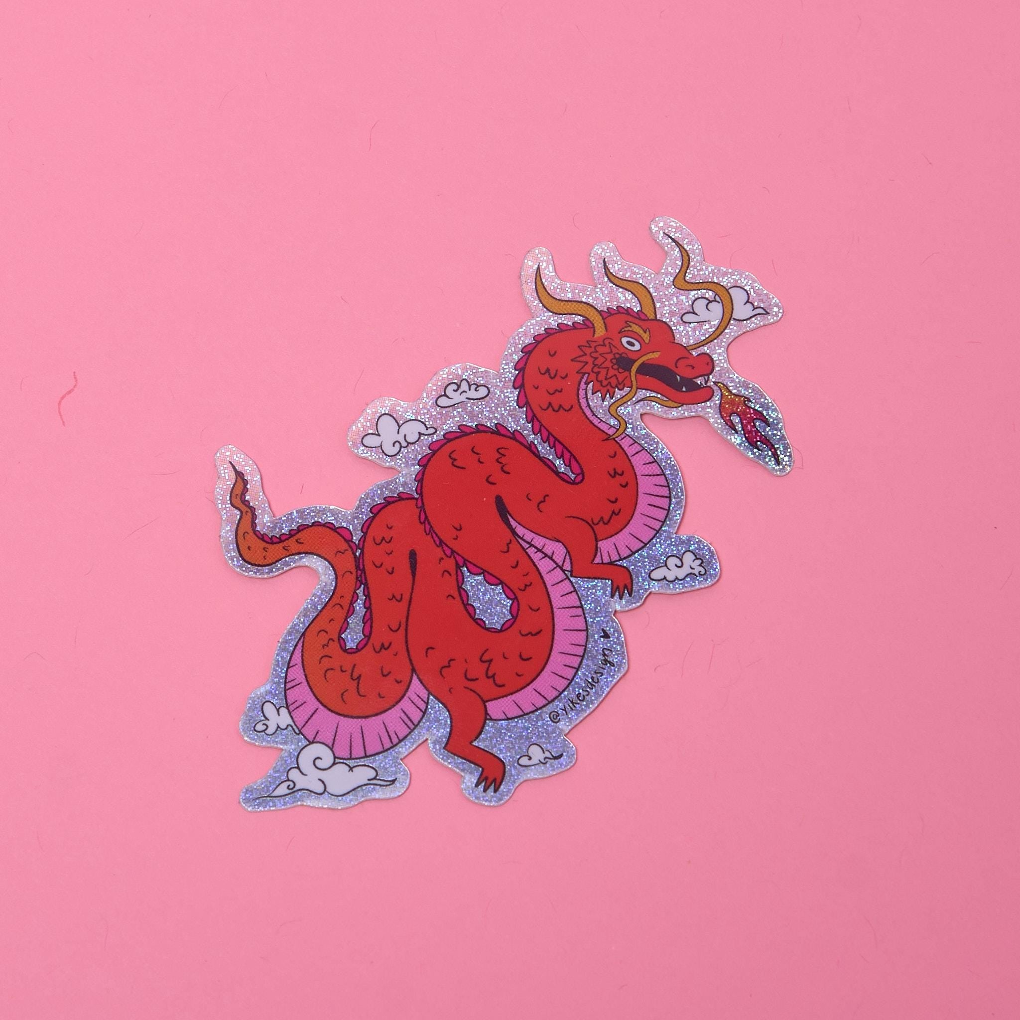 Dragon Lunar New Year Glitter Vinyl Sticker
