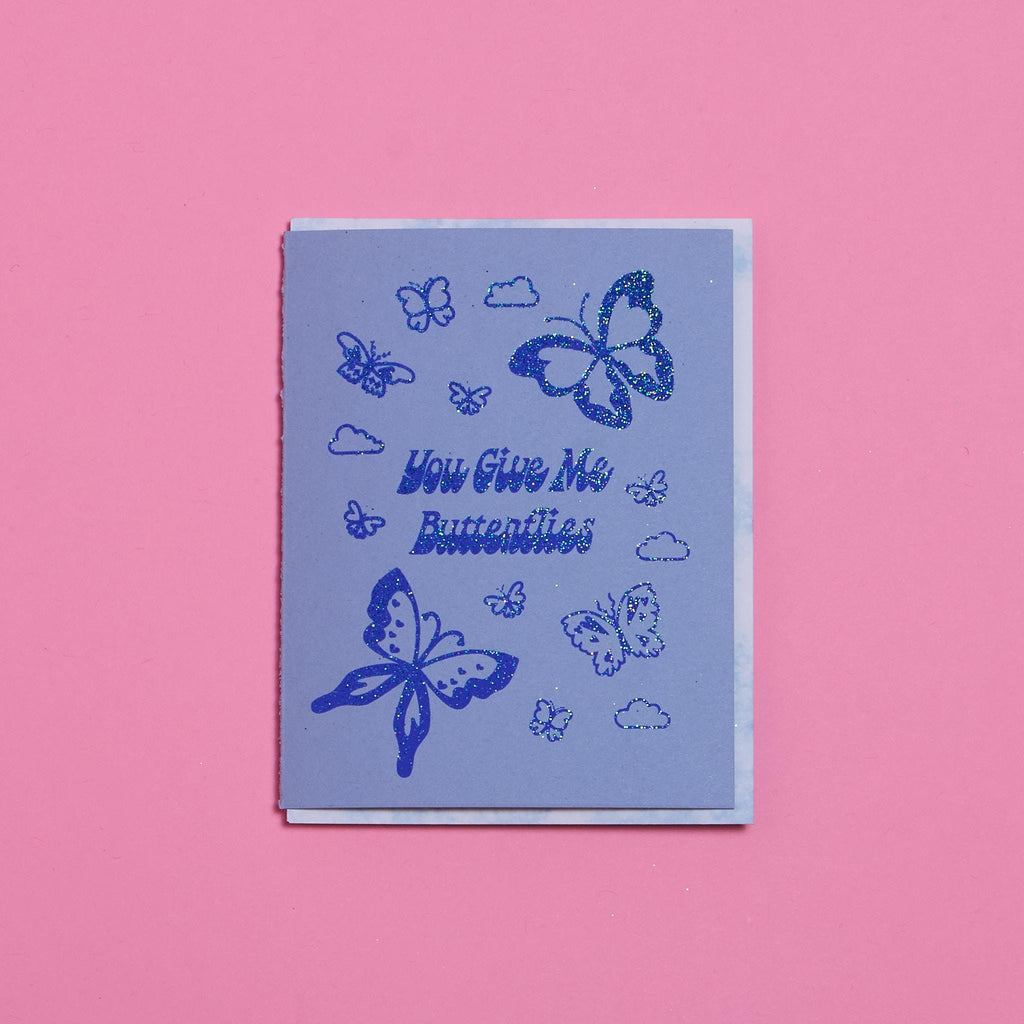You Give Me Butterflies Valentine Handmade Blank Greeting Card A2