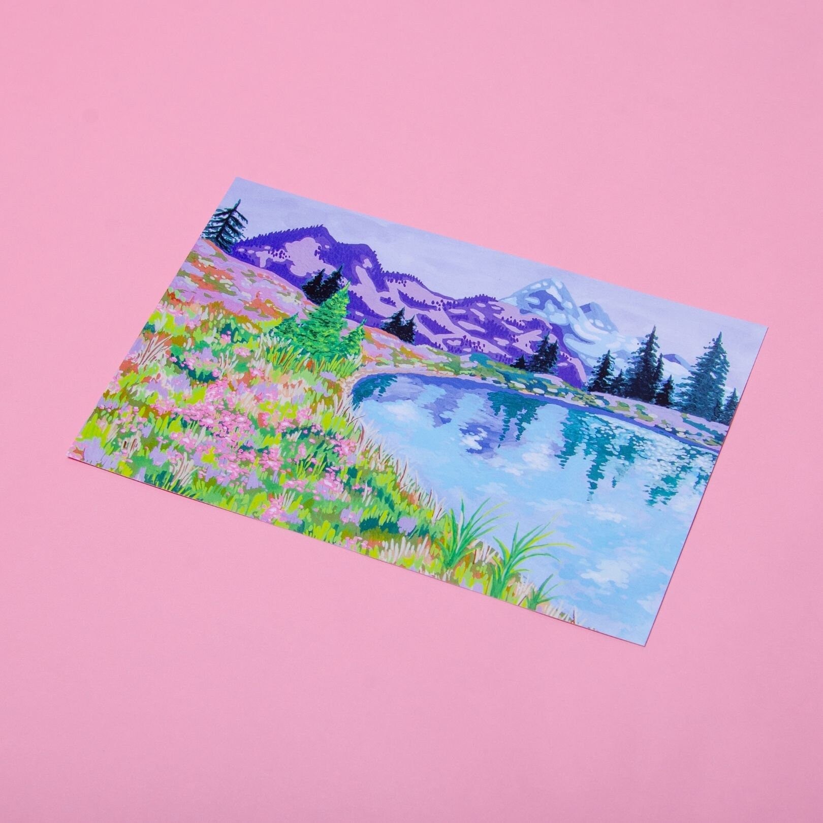 Mountain Dreamscape Gouache Art Print — 6x9"