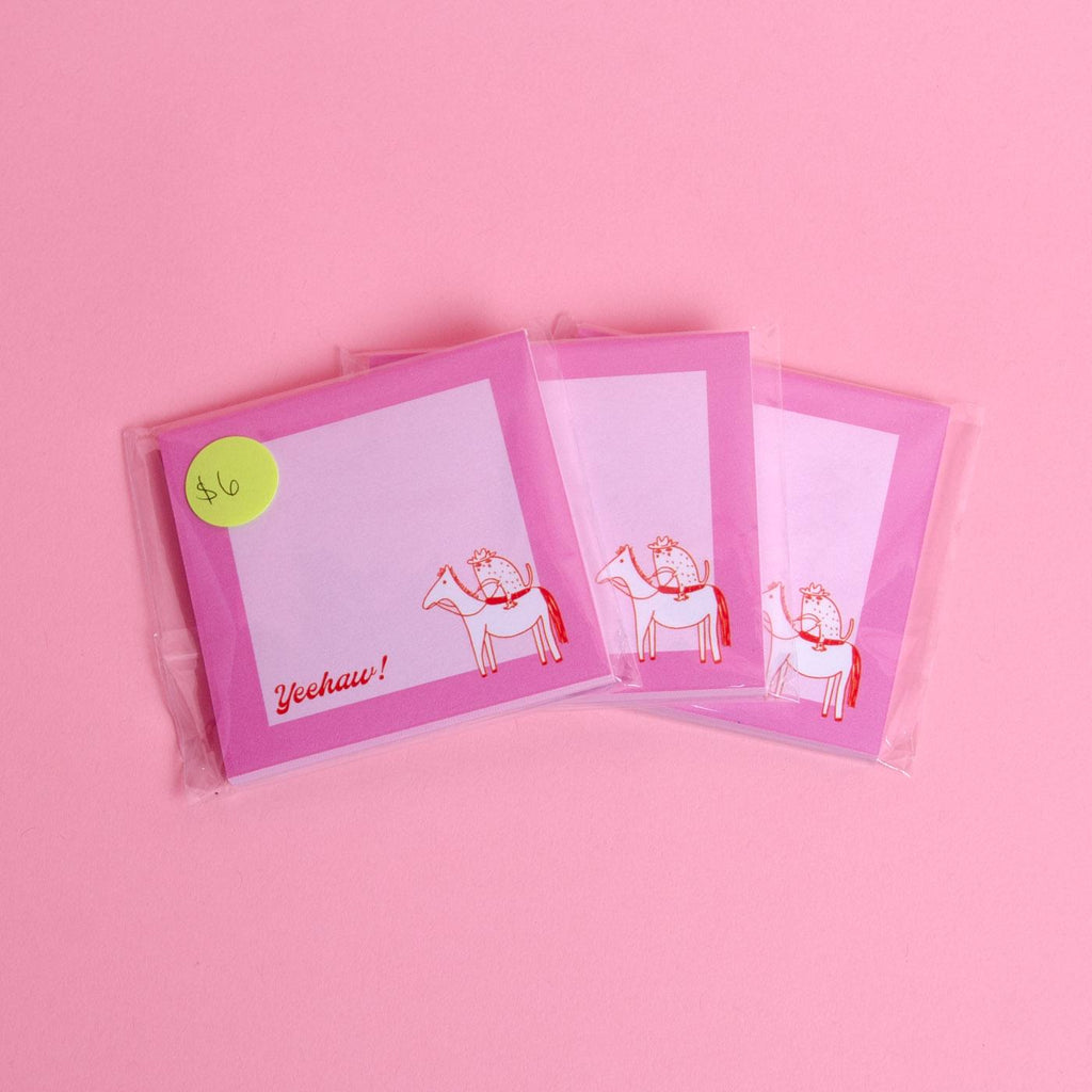 Cowboy Boots Sticky Notes Memo Pad 3x3" — "Yeehaw" Cowboy Cat Illustration