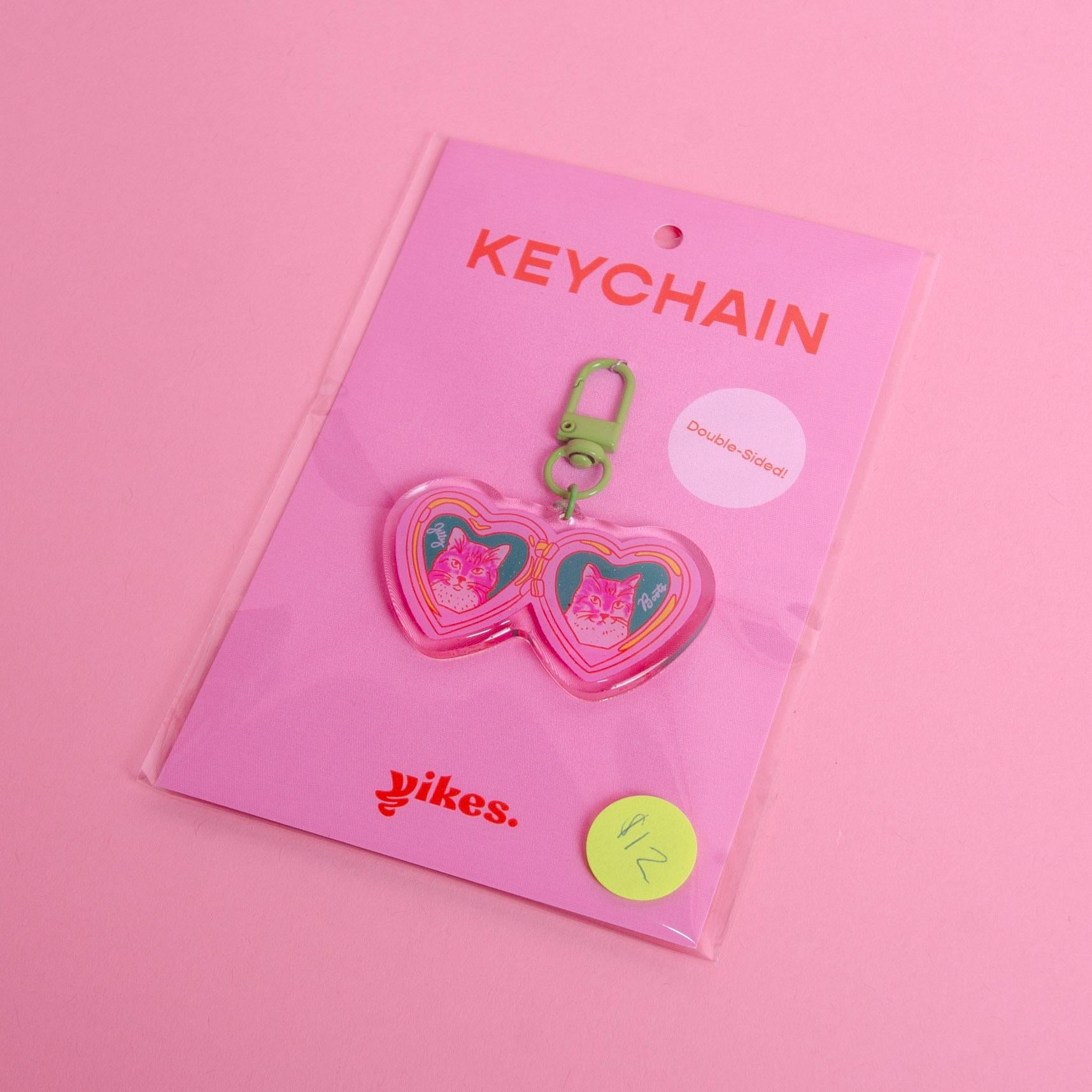 Jilly & Boots the Cats Locket Acrylic/Glitter Epoxy Double-Sided Keychain