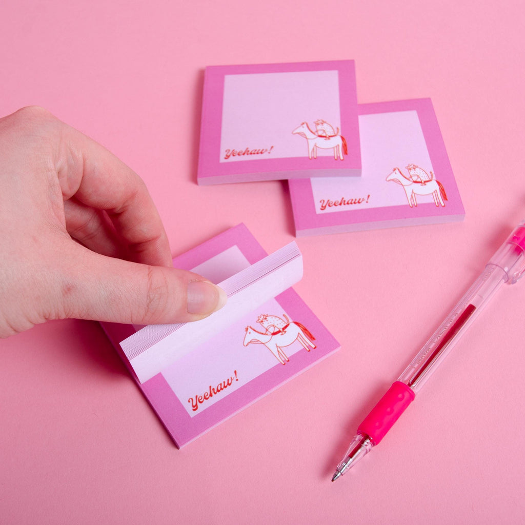 Cowboy Boots Sticky Notes Memo Pad 3x3" — "Yeehaw" Cowboy Cat Illustration