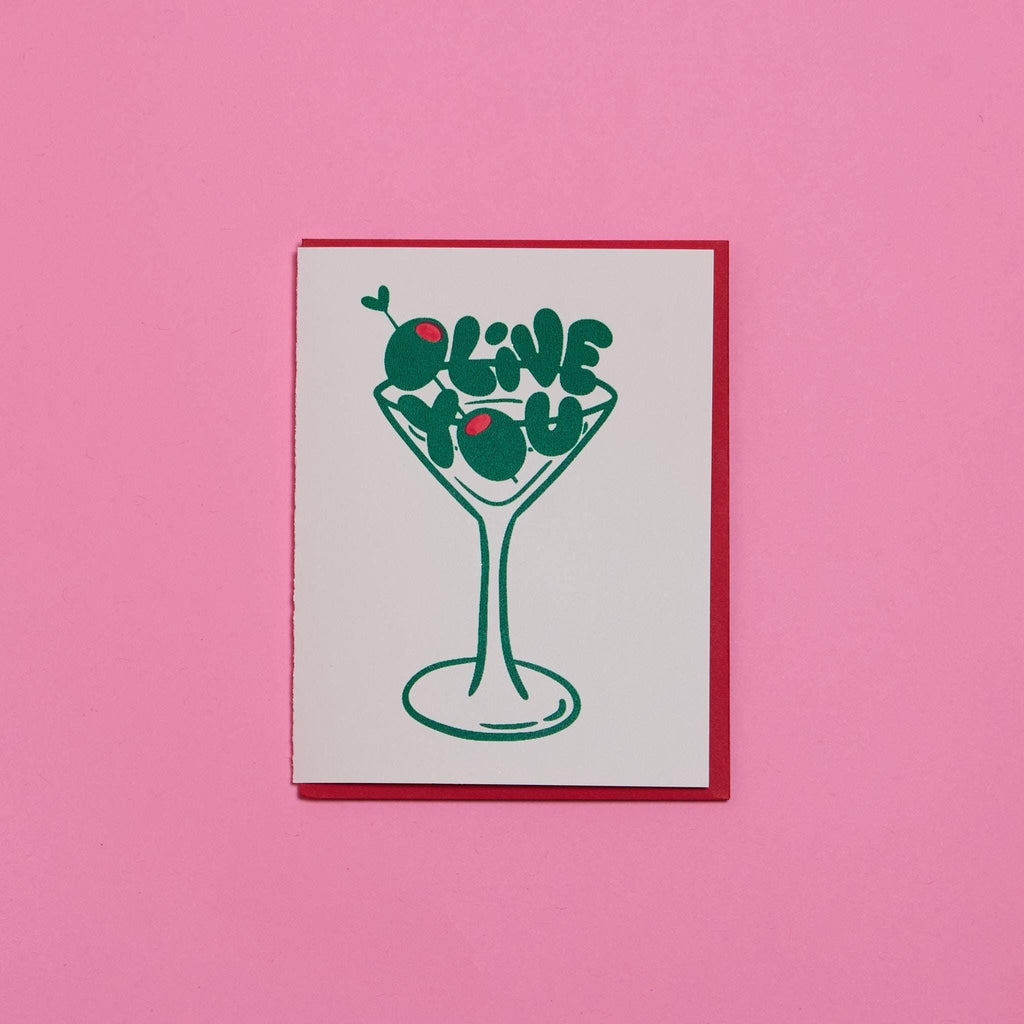 Olive You Martini Blank Greeting Card with Envelope A2