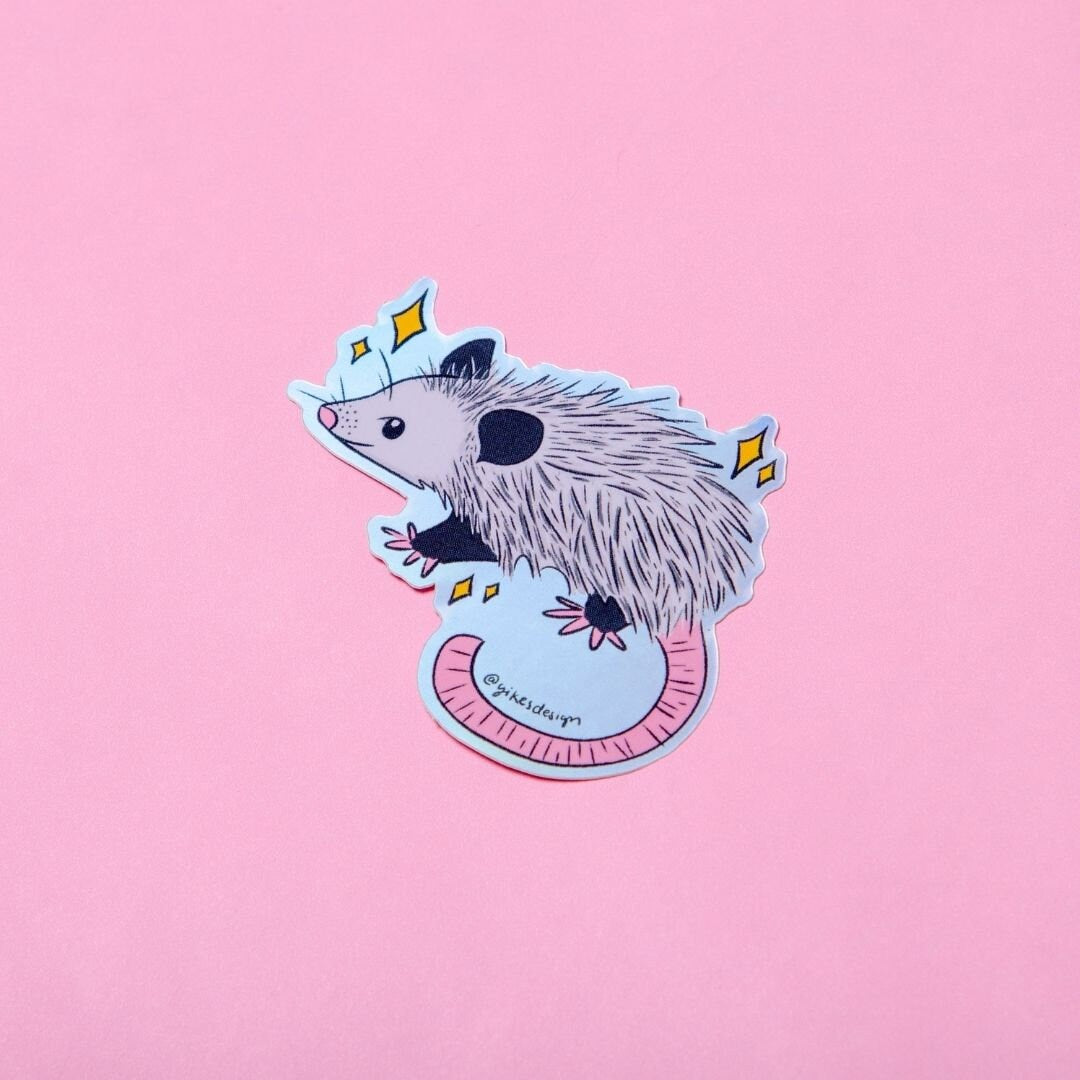 Cute Opossum Holographic Vinyl Sticker
