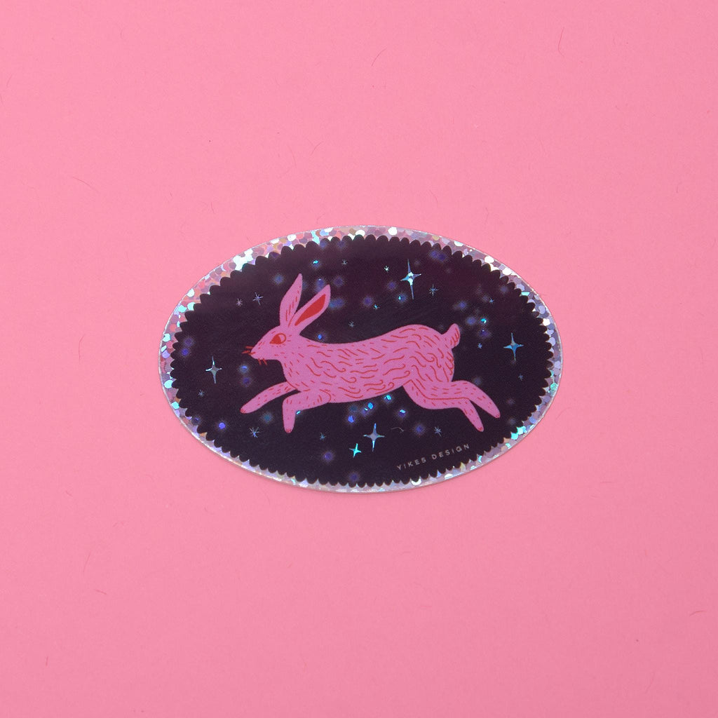 The Hare Rabbit Bunny Glitter Vinyl Sticker