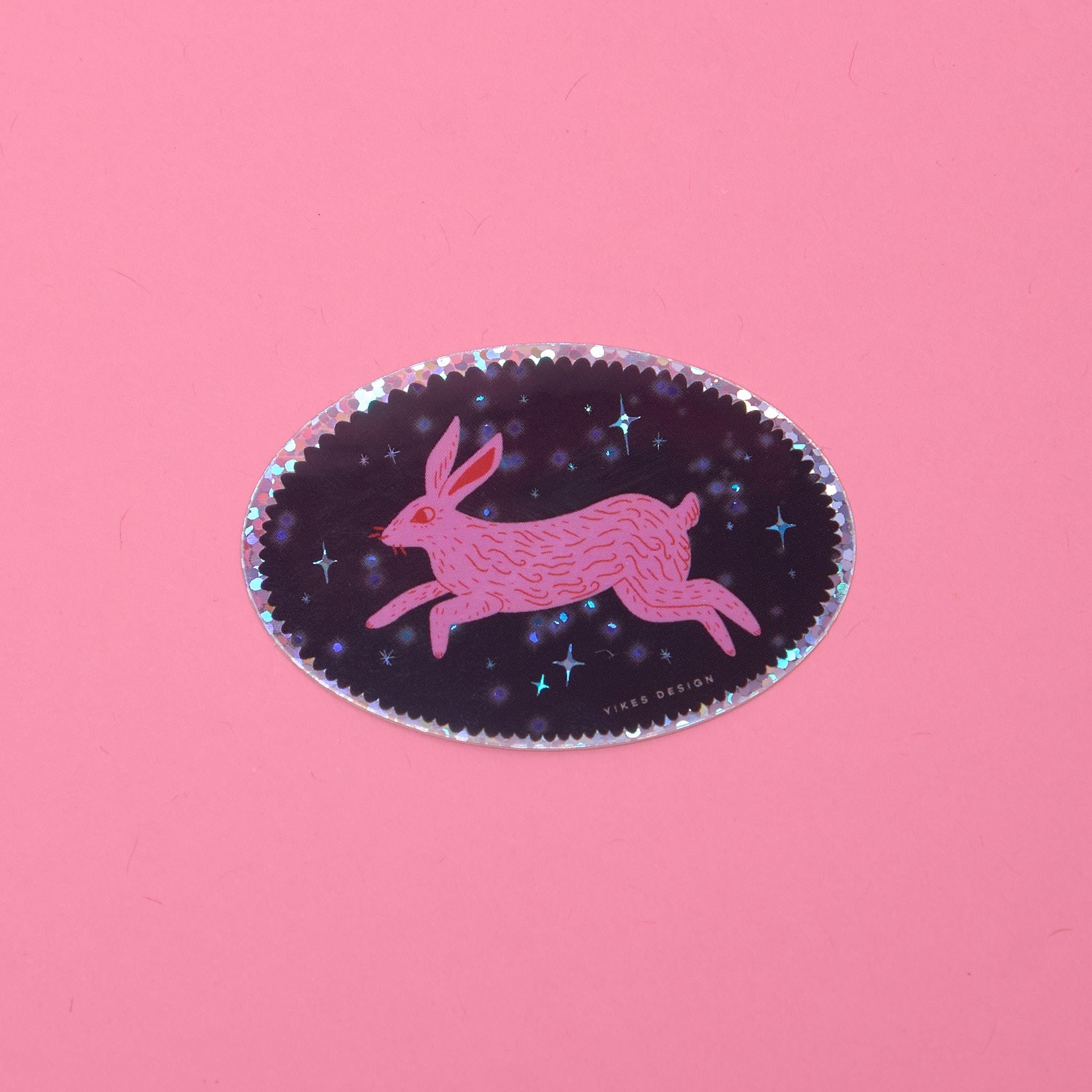 The Hare Rabbit Bunny Glitter Vinyl Sticker