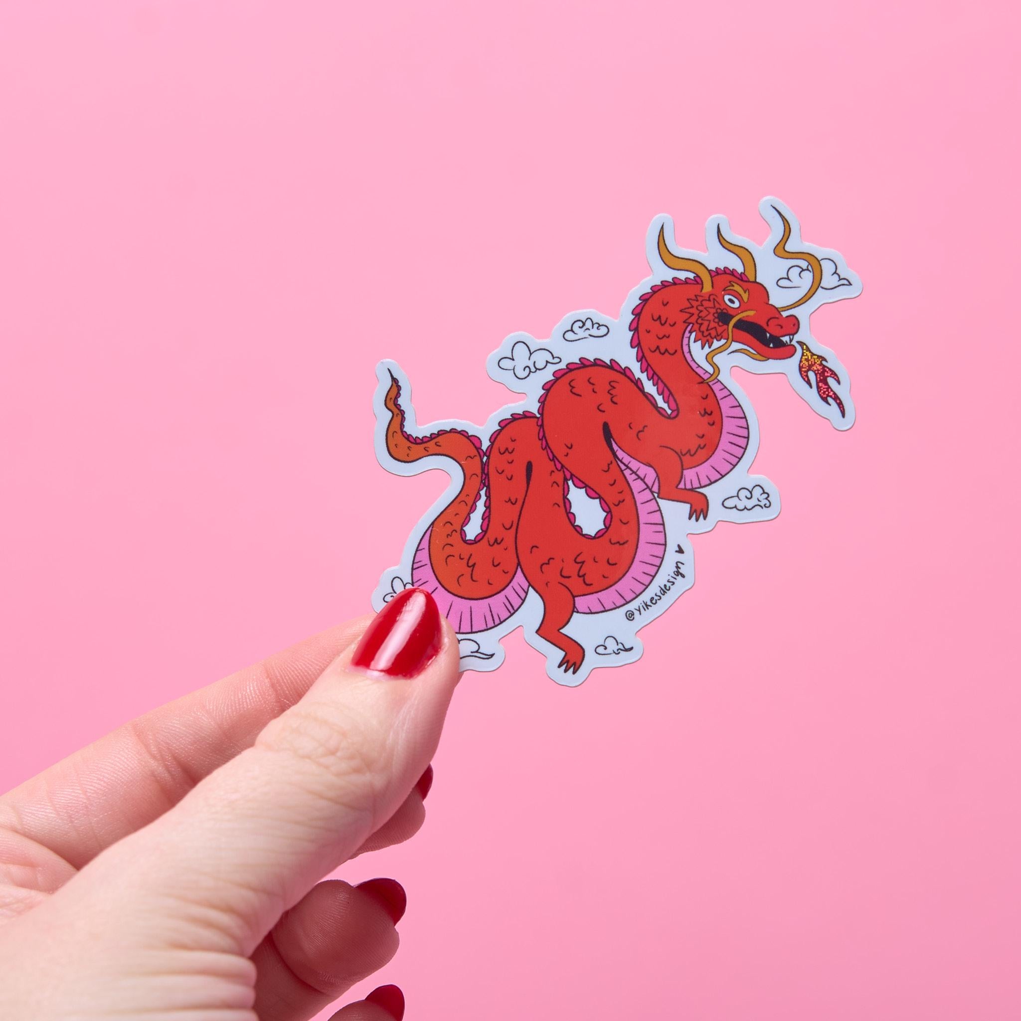 Dragon Lunar New Year Glitter Vinyl Sticker