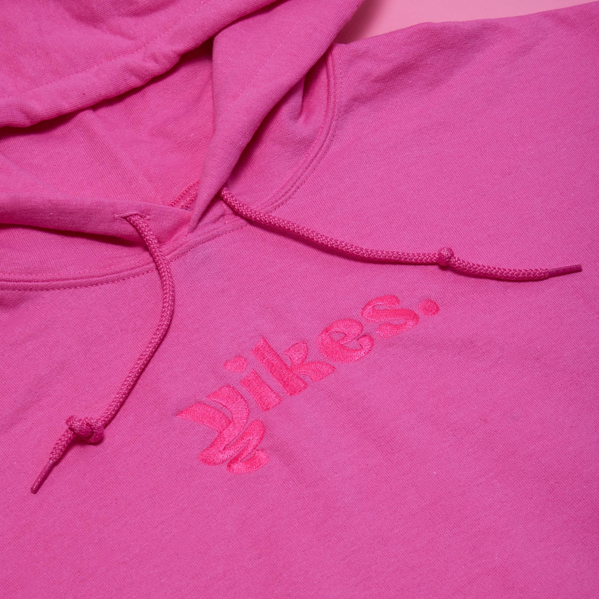 Yikes Logo Embroidered Hoodie – Pink on Pink