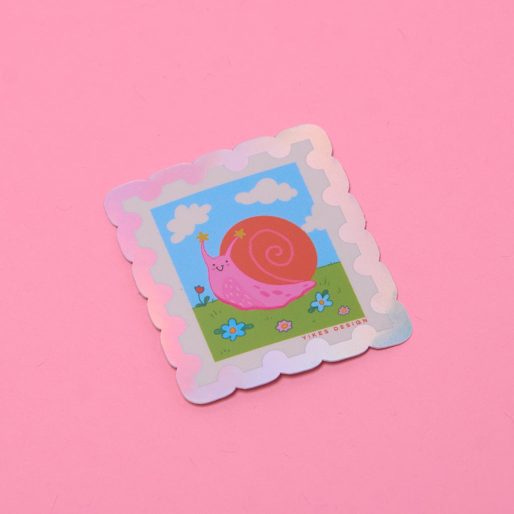 Snail Stamp Holographic Vinyl Sticker