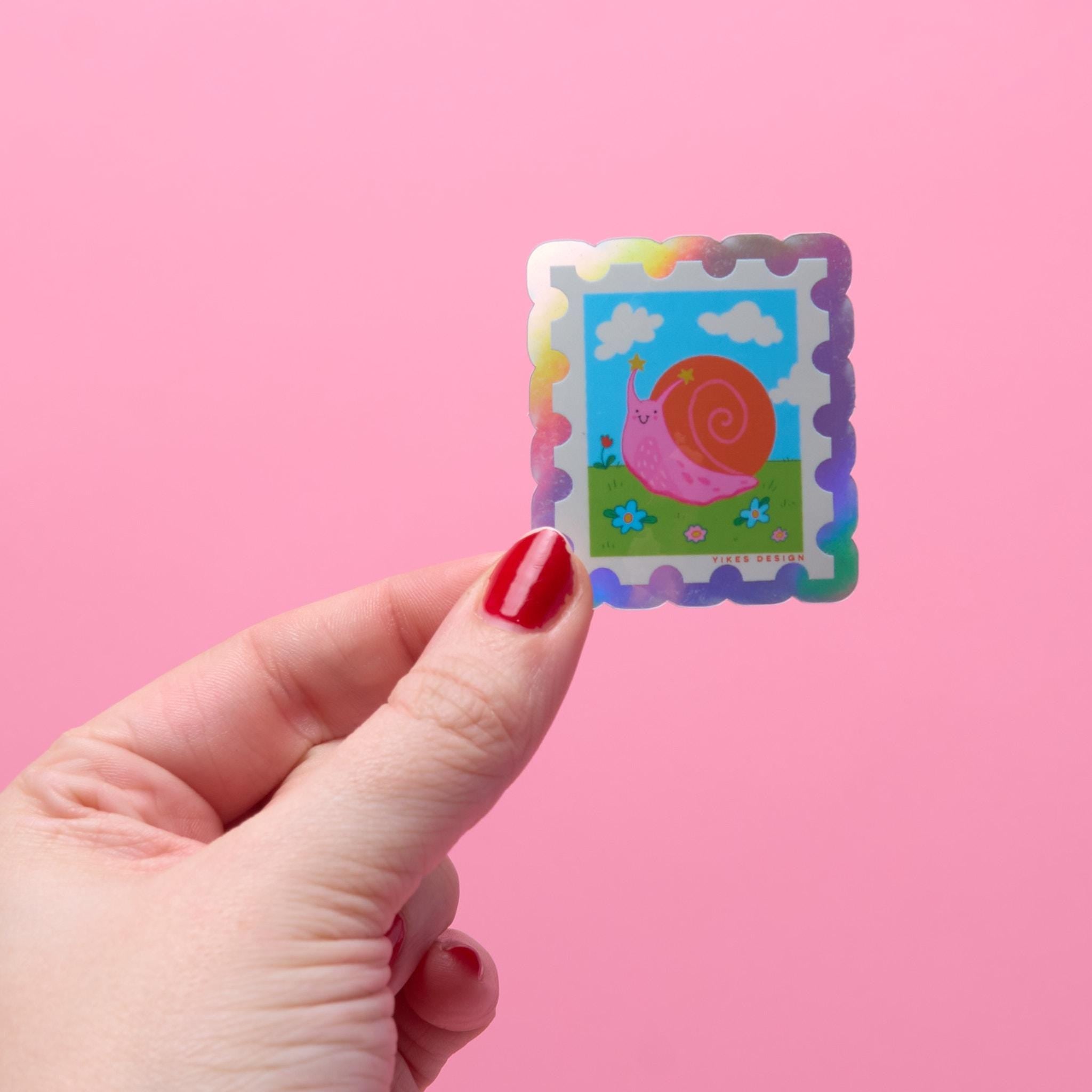 Snail Stamp Holographic Vinyl Sticker