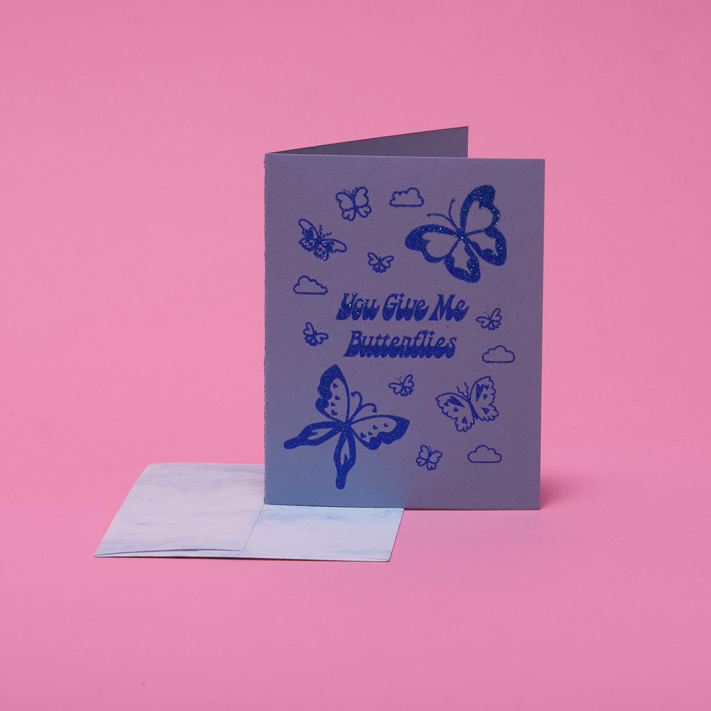 You Give Me Butterflies Valentine Handmade Blank Greeting Card A2
