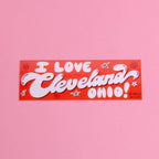 I Love Cleveland Ohio! Mini Bumper Sticker (Waterproof and UV Safe)