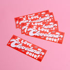 I Love Cleveland Ohio! Mini Bumper Sticker (Waterproof and UV Safe)