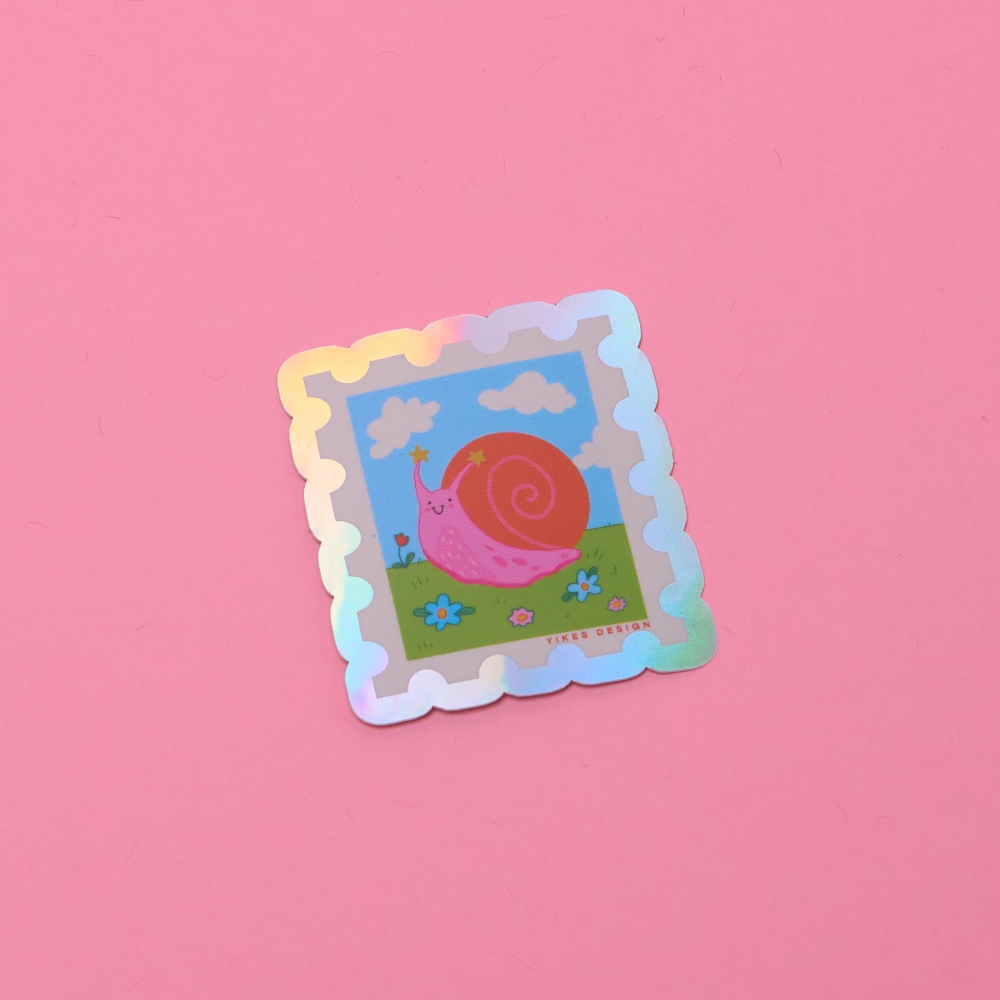 Snail Stamp Holographic Vinyl Sticker