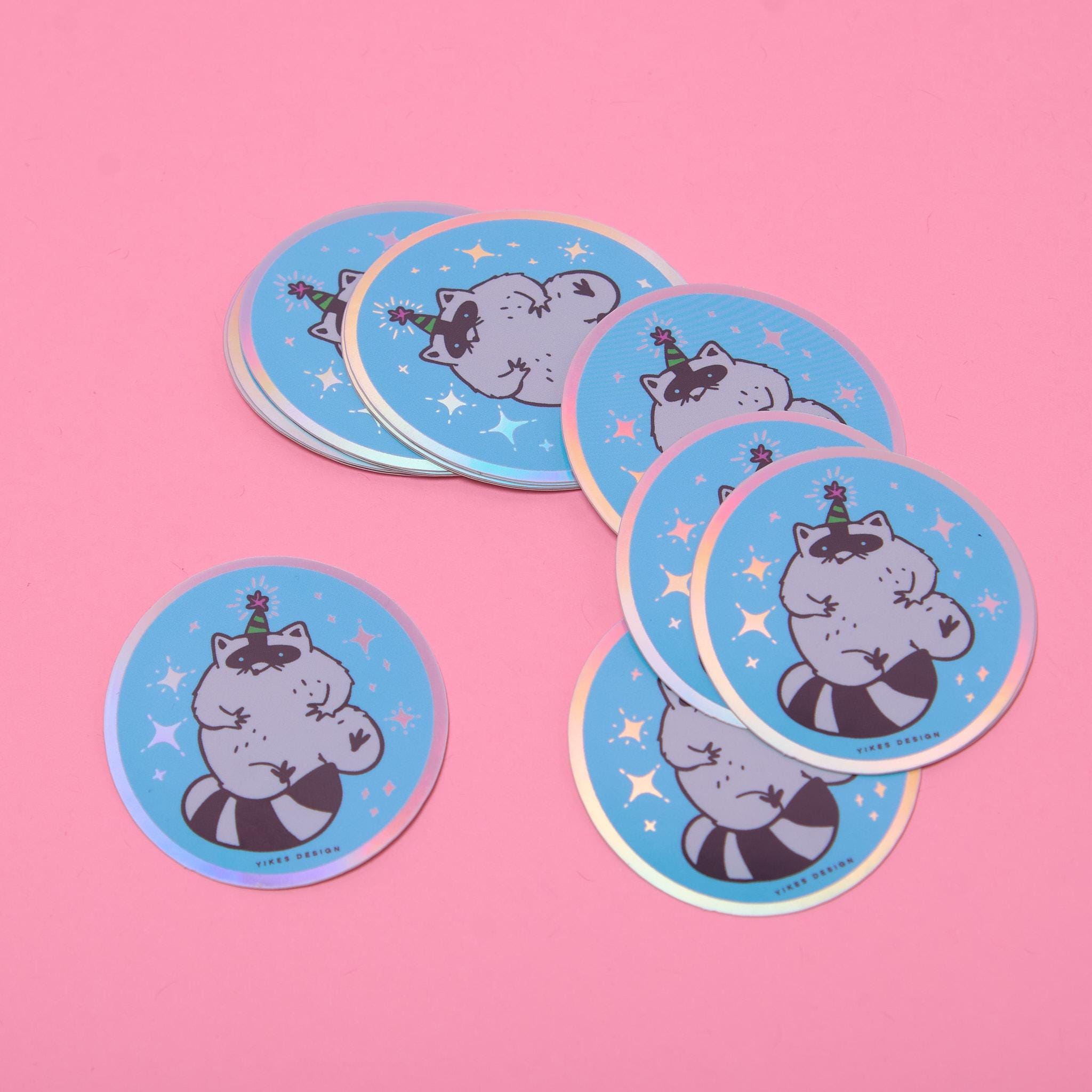 Party Raccoon Holographic Vinyl Sticker