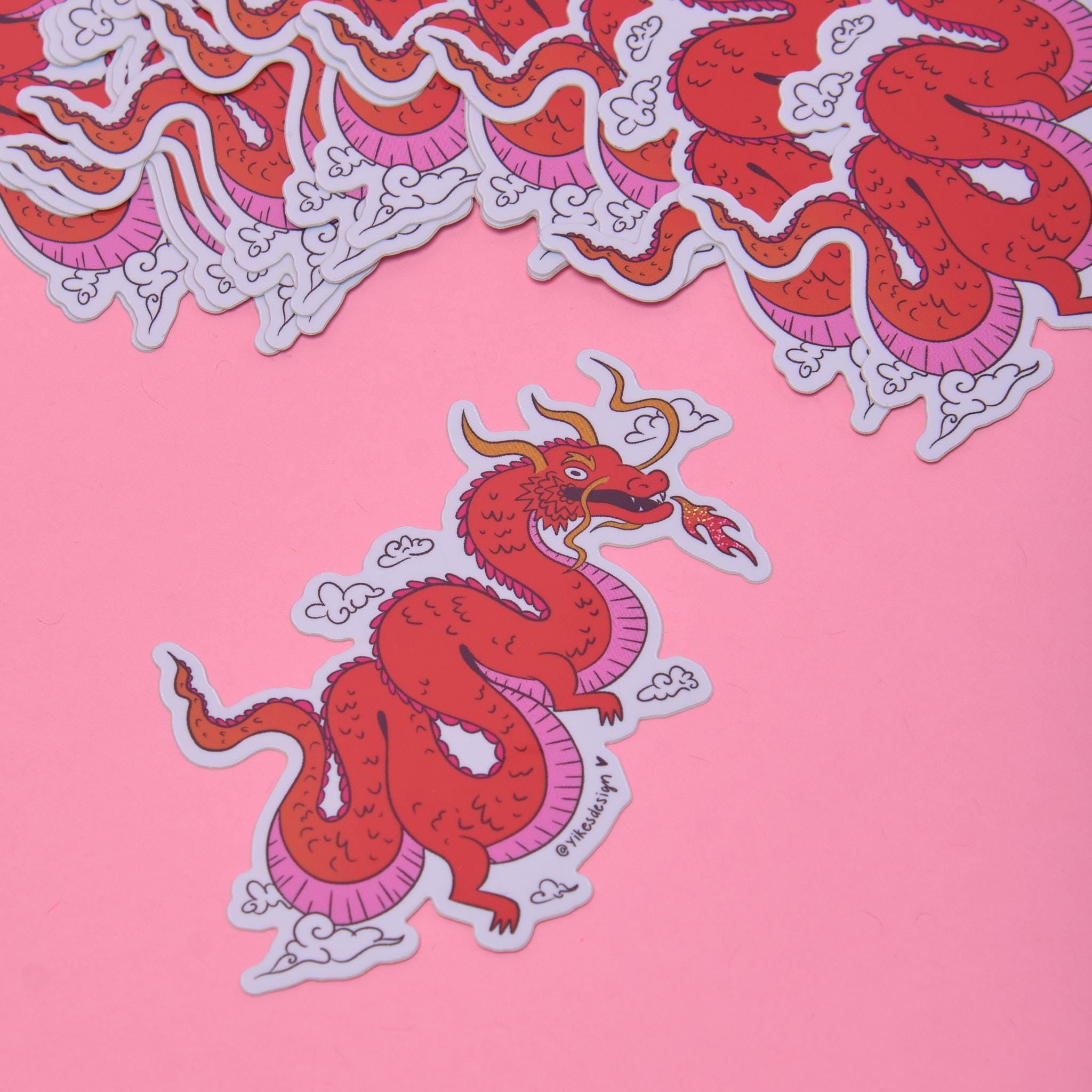 Dragon Lunar New Year Glitter Vinyl Sticker